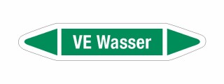Rohrleitungskennzeichnung Aufkleber Etikett VE Wasser DIN 2403 Wasser