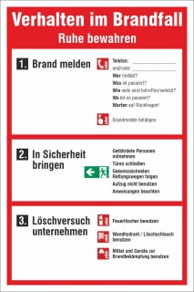 Schild Verhalten im Brandfall - Nicht Nachleuchtend Alu-Verbund 450 x 300 mm