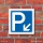 Schild Parkplatz Pfeil links abw&auml;rts Hinweisschild Parkplatzschild 400 x 400mm