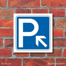 Schild Parkplatz Pfeil links aufwärts Hinweisschild...