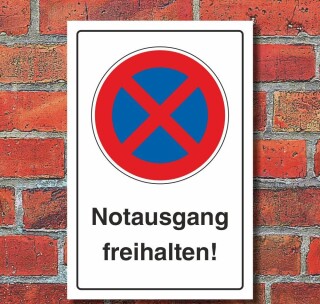 Schild Parkverbot Halteverbot Notausgang freihalten 3 mm Alu-Verbund - 450 x 300 mm