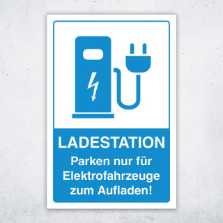 Schild Parkplatz Ladestation E-Auto Elektroauto Fahrzeuge 3 mm Alu-Verbund