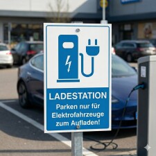 Schild Parkplatz Ladestation E-Auto Elektroauto Fahrzeuge 3 mm Alu-Verbund - 300 x 200 mm