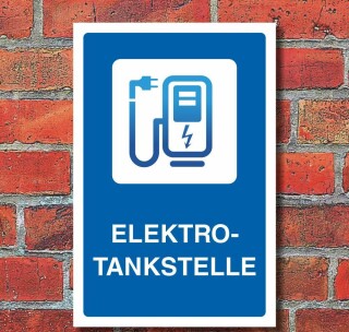 Schild Elektrotankstelle Ladestation E-Auto Elektroauto 3 mm Alu-Verbund - 450 x 300 mm