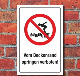 Schild Vom Beckenrand springen verboten Schwimmbad Freibad 3 mm Alu-Verbund 300 x 200 mm