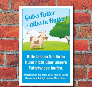 Schild Kein Hundeklo Hundekot Haufen Unrat Futterwiese 3 mm Alu-Verbund 600 x 400 mm