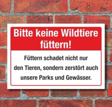 Schild Wildtiere füttern verboten Zerstört...