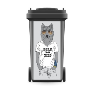 M&uuml;lltonnenaufkleber M&uuml;lltonne M&uuml;lleimer Abfalltonne Sticker Wolf T-Shirt Tier