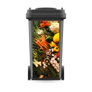 Mülltonnenaufkleber Mülltonne Mülleimer Abfalltonne Möhren Pilze Paprika Gemüse- 800 x 370 mm