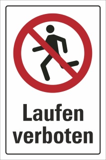 Verbotsschild "Laufen verboten", DIN ISO 20712, 3 mm Alu-Verbund  300 x 200 mm