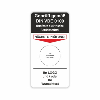 Grundetikett Geprüft DIN VDE 0100 elektr. Betriebsmittel Aufkleber 45 x 90 mm - 10 Stück