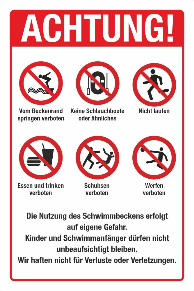 Kauf Vom Beckenrand springen verboten! schild | | DE-P6443 Kauf Vom Beckenrand springen verboten! schild | | DE-P6443