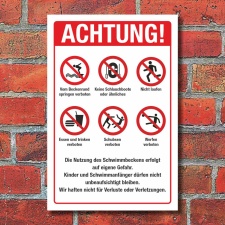 Schild Schwimmbad Hallenbad Freibad Hinweise Regeln 3 mm Alu-Verbund
