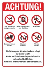 Schild Schwimmbad Hallenbad Freibad Hinweise Regeln 3 mm...