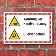 Kombischild Warnung vor Handverletzung Quetschgefahr 3 mm...