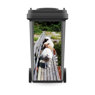 Mülltonnenaufkleber Mülltonne Mülleimer Abfalltonne Sticker Schafe Tiere Brücke- 740 x 370 mm
