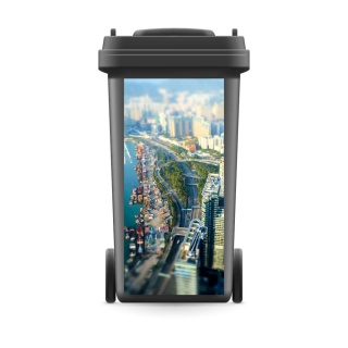 Mülltonnenaufkleber Mülleimer Abfalltonne Sticker Stadt Kowloon China Metropole- 720 x 320 mm