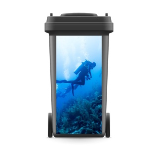 Mülltonnenaufkleber Mülleimer Abfalltonne Sticker Taucher Unter Meer Korallen- 800 x 370 mm