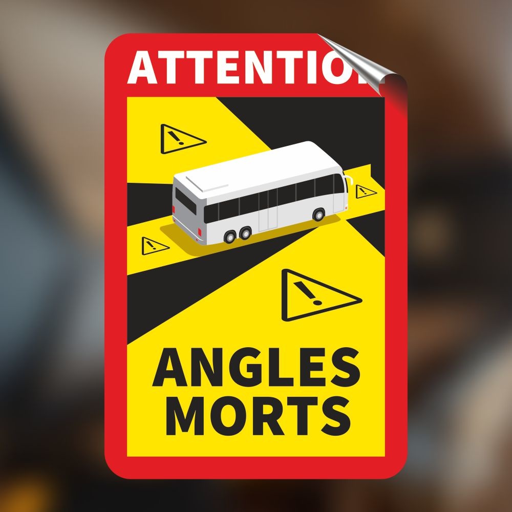 Aufkleber Magnetfolie Toter Winkel Angles Morts Frankreich Bus Wohnmobil LKW