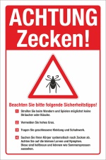 Schild Achtung Zecken Regeln Tips Hinweisschild Gefahr 3...