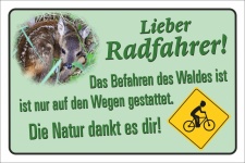 Schild Radfahren nur auf den Wegen Radfahrer Wald Hinweis...
