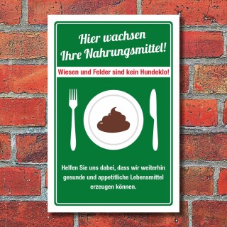 Schild Landwirtschaft Futterwiese Nahrungsmittel Kein Hundeklo 3 mm Alu-Verbund 600 x 400 mm