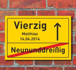 40. Geburtstag Ortsschild Geschenk Geburtstag Hausschild Überraschung 450 x 300 mm