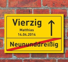 40. Geburtstag Ortsschild Geschenk Geburtstag Hausschild...