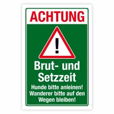Warnschild „Brut- und Setzzeit“ – Hunde...