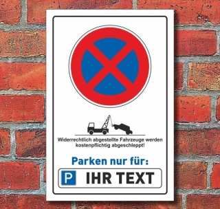Schild Parkverbot Halteverbot Ihr Text Wunschtext hochkant - 3 mm Alu-Verbund 300 x 200 mm