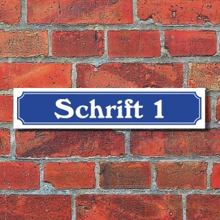 Straßenschild Hausnummer Schild nach Wunsch "Ihr Text", Schrift & Farbe wählbar 3 mm Alu-Verbund 52 x 11 cm Blau Schrift 1