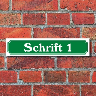 Straßenschild Hausnummer Schild nach Wunsch "Ihr Text", Schrift & Farbe wählbar 3 mm Alu-Verbund 52 x 11 cm Grün Schrift 1