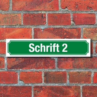Straßenschild Hausnummer Schild nach Wunsch "Ihr Text", Schrift & Farbe wählbar 3 mm Alu-Verbund 52 x 11 cm Grün Schrift 2
