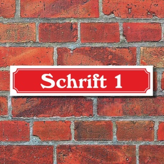 Straßenschild Hausnummer Schild nach Wunsch "Ihr Text", Schrift & Farbe wählbar 3 mm Alu-Verbund 52 x 11 cm Rot Schrift 1