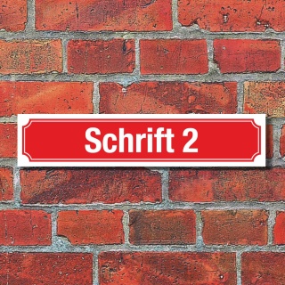 Straßenschild Hausnummer Schild nach Wunsch "Ihr Text", Schrift & Farbe wählbar 3 mm Alu-Verbund 52 x 11 cm Rot Schrift 2
