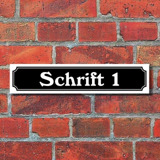 Straßenschild Hausnummer Schild nach Wunsch "Ihr Text", Schrift & Farbe wählbar 3 mm Alu-Verbund 52 x 11 cm Schwarz Schrift 1
