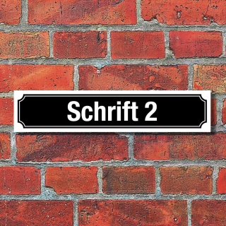 Straßenschild Hausnummer Schild nach Wunsch "Ihr Text", Schrift & Farbe wählbar 3 mm Alu-Verbund 52 x 11 cm Schwarz Schrift 2