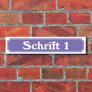 Straßenschild Hausnummer Schild nach Wunsch "Ihr Text", Schrift & Farbe wählbar 3 mm Alu-Verbund 52 x 11 cm Violett Schrift 1