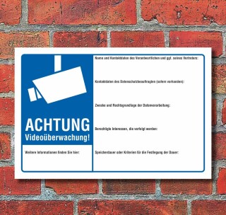 Schild Videoüberwachung videoüberwacht DSGVO Überwachung Kamera 3 mm Alu-Verbund 600 x 400 mm
