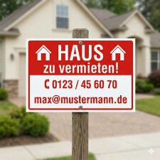 Schild Haus zu vermieten wetterfest 3 mm Alu-Verbund