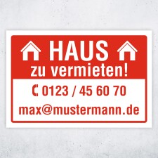 Schild Haus zu vermieten wetterfest 3 mm Alu-Verbund 600 x 400 mm