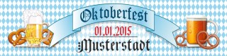 PVC-Banner Werbebanner Plane "Oktoberfest", Bayern, Bavaria, blau weiss, mit Ösen