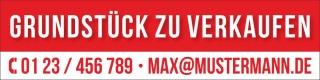 PVC Werbebanner Banner Plane Grundst&uuml;ck zu verkaufen mit &Ouml;sen