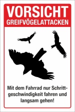 Schild Vorsicht Greifv&ouml;gelattacke Adler Bussard Gefahr Hinweis 3 mm Alu-Verbund