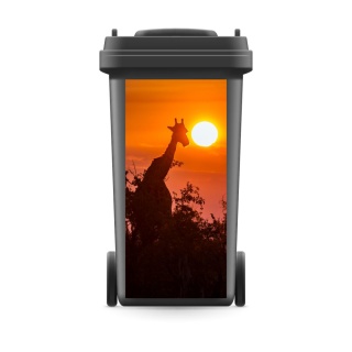 Mülltonnenaufkleber Mülltonne Abfalltonne Sticker Giraffe Sonne Afrika Sahara - 720 x 320 mm