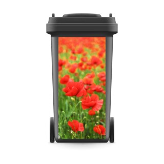 Mülltonnenaufkleber Mülltonne Mülleimer Abfalltonne Sticker Mohn Blumen- 740 x 370 mm