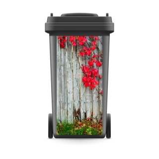Mülltonnenaufkleber Mülltonne Abfalltonne Sticker Holz Zaun Blumen Pflanzen- 720 x 320 mm