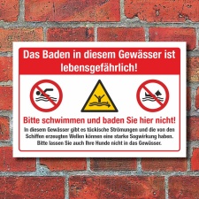 Schild Lebensgefahr Baden Schwimmen verboten...