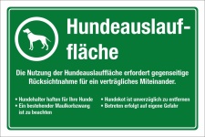 Schild Hundeauslauffl&auml;che Hundewiese Hundekot entsorgen 3 mm Alu-Verbund