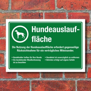 Schild Hundeauslauffläche Hundewiese Hundekot entsorgen 3 mm Alu-Verbund 300 x 200 mm